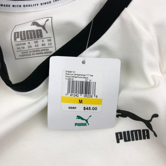 Puma Embellished T7 Shirt Women's White L - Picture 8 of 8